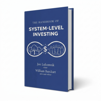 The Handbook of System-level Investing: How Experts Worth Trillions of Dollars are Rethinking Investing. Book positioned standing up against white background